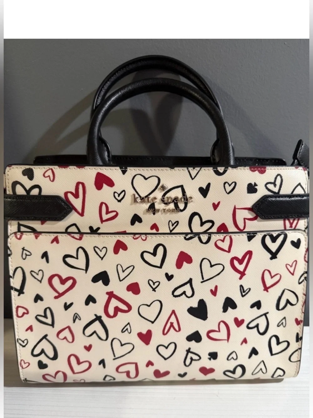Kate Spade New York Staci Medium Satchel scribble hearts w/matching wallet NWOT - Picture 5 of 12